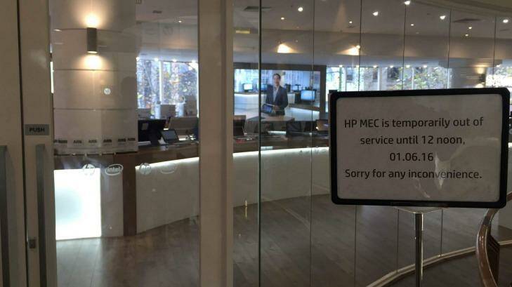 The Hewlett-Packard 'experience centre' at 234 Collins Street was closed on Wednesday morning after a man was stabbed. Photo: Tom Cowie