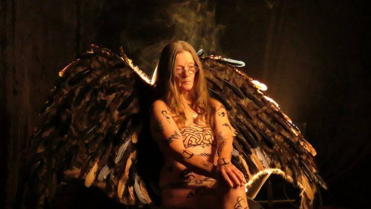 Sue Morse as the dark angel in <i>Rebel Elders</i>. Photo: Supplied