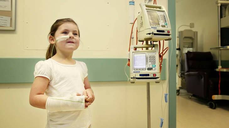 Smiles: Three-year-old Georgia Sanders at Westmead Children's Hospital. Photo: Jessica Hromas