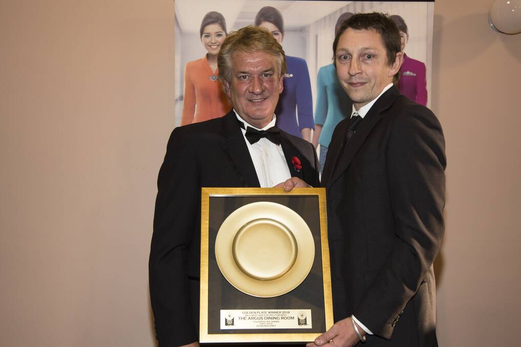 Big win: Golden Plate Awards chief judge Kevin Moloney and Argus Dining Room head chef David Willcocks. PICTURE: Bianca White Photography