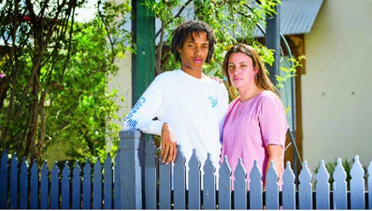 A Mildura high school student is being forced to change schools after St Joseph??????s College banned his African hairstyle because it is at odds with its uniform policy.?? Caleb Ernst with his mother Bec. PHOTO by?? Carmel Zaccone SOURCE Sunraysia Daily 30th March 2017 Photo: Carmel Zaccone/Sunraysia Daily