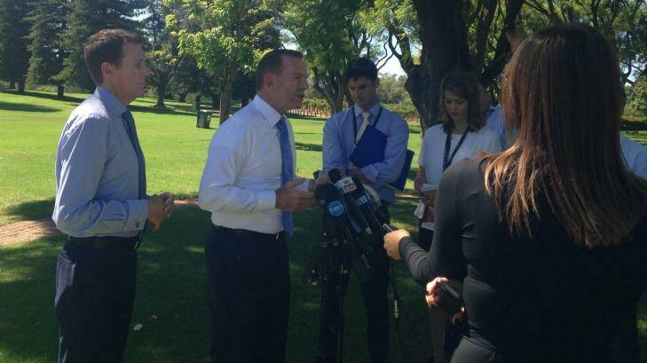 Tony Abbott at Houghton Wines in the Swan Valley, Perth, where he questioned the UN report. Photo: James Mooney