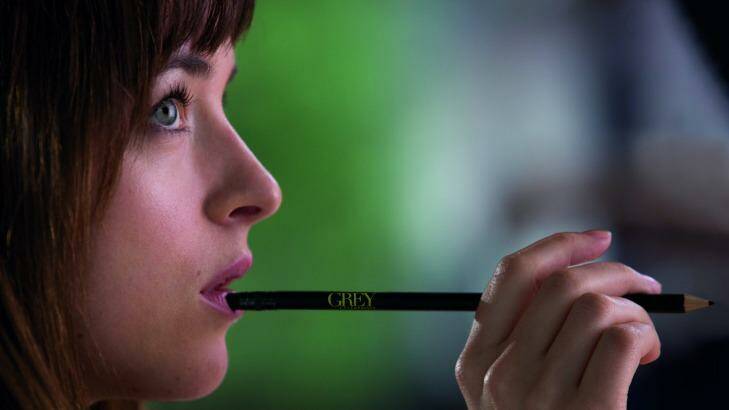 You're the boss: Dakota Johnson as the submissive Anastasia Steele in Fifty Shades of Grey.