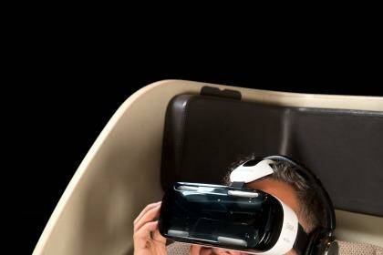 A number of Samsung Gear VR headsets will be made available to first-class customers in Sydney and Melbourne. Photo: Qantas