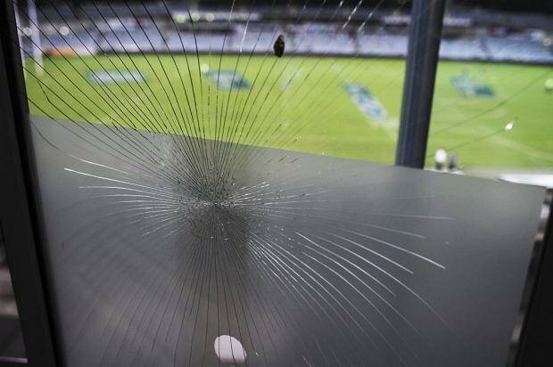 The smashed window in question. Photo: Supplied