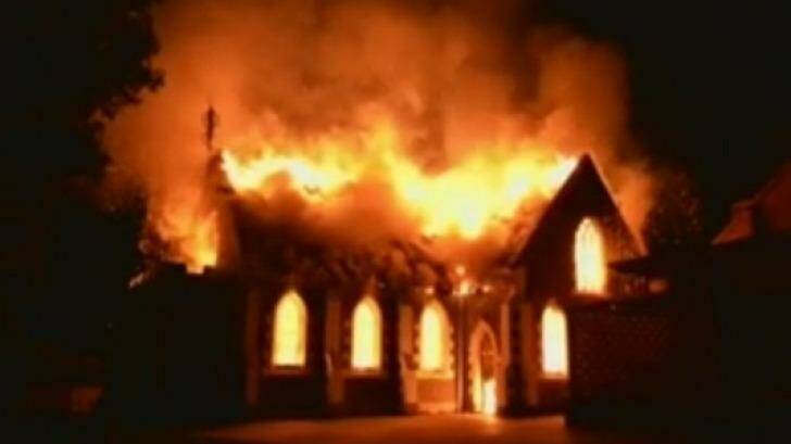 The mosque was gutted by fire.