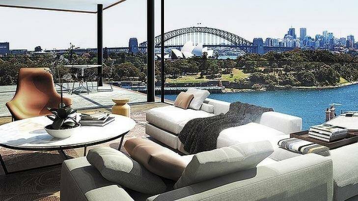 An artist impression of penthouse view from redevelopment of 10 Wylde St, Potts Point. Photo: Supplied