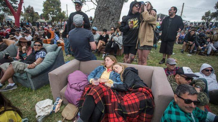 People relaxing at the Meredith Music Festival. Photo: Meredith O'Shea