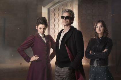 Michelle Gomez as Missy, Peter Capaldi as The Doctor and Jenna Coleman as Clara Photo: Simon Ridgway/Kaia Zak