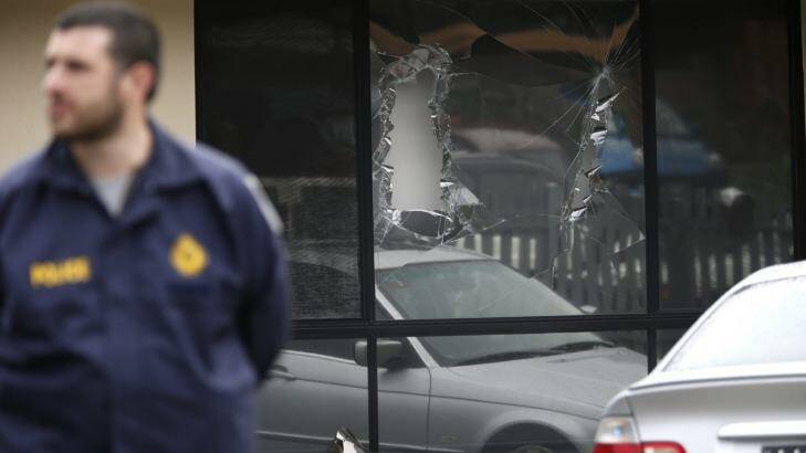 A window that was damaged during the terror raid in Hallam. Photo: Eddie Jim