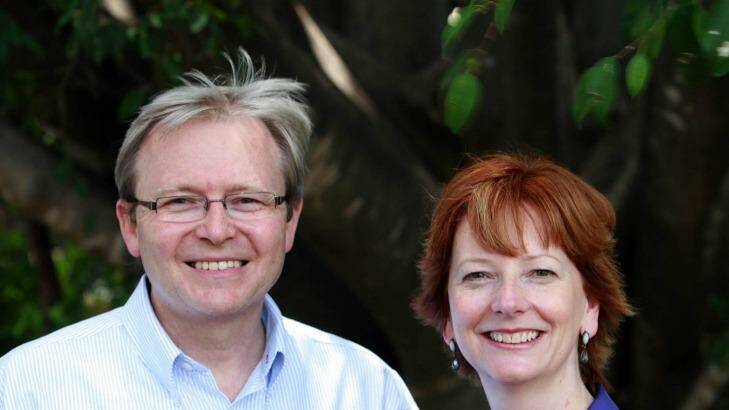 Kevin Rudd, with his deputy Julia Gillard, underwent a casting call for his role as Labor leader. Photo: John Humphries