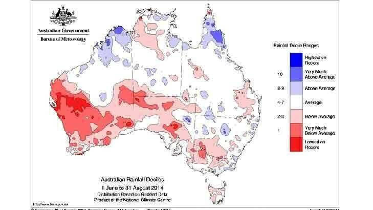 A wet August brought rains to average levels for winter in the east but south-west was dry. Photo: BoM