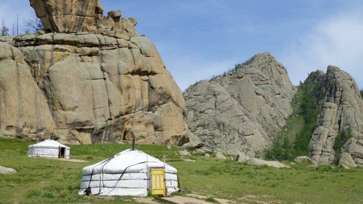 Yurts in field, Gorkhi-Terelj National Park, Mongolia. Photo: Pedro Salaverra