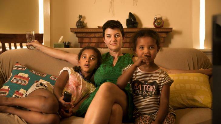 Kylie Carville with her daughters Nimu and Ciku at their Coburg home.  Photo: Simon Schluter