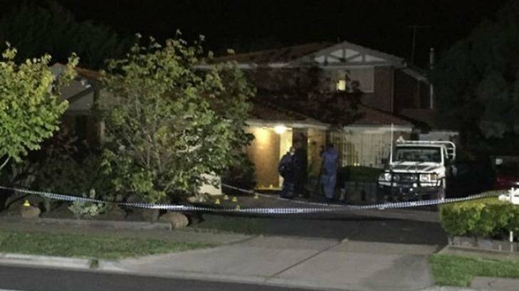 Police forensics officers at Hoppers Crossing home where Prasad Somawansa's body was found in February Photo: Nine News, via Twitter