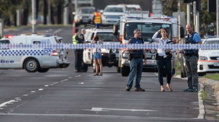 Detectives at the scene in Hoppers Crossing. Photo: Jason South