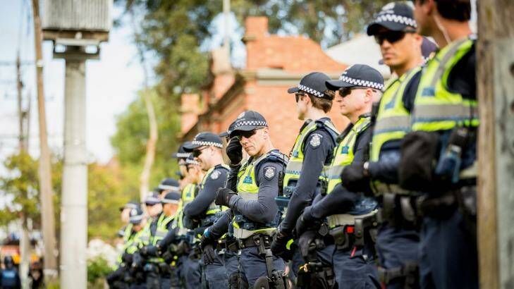 The Victoria Police presence was huge.
 Photo: Chris Hopkins