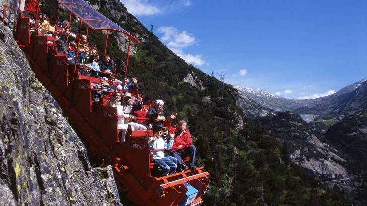 Switzerland's dizzying Gelmer Funicular Railway.