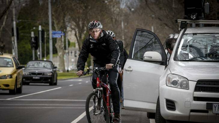 Bicycle Victoria chief executive Craig Richards on St Kilda Road. Photo: Eddie Jim