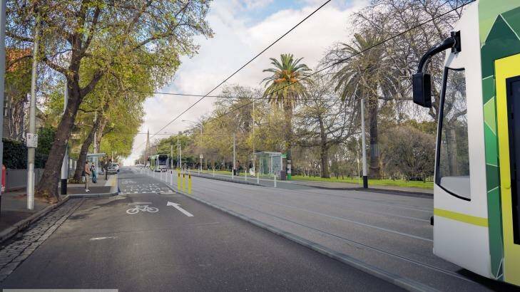 New trams stops on Toorak Road, which will be built as part of the Metro Tunnel project next year. Photo: Supplied