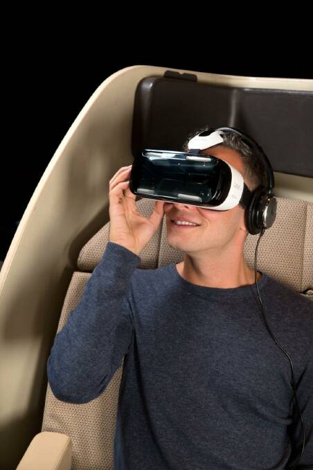 A number of Samsung Gear VR headsets will be made available to first-class customers in Sydney and Melbourne. Photo: Qantas