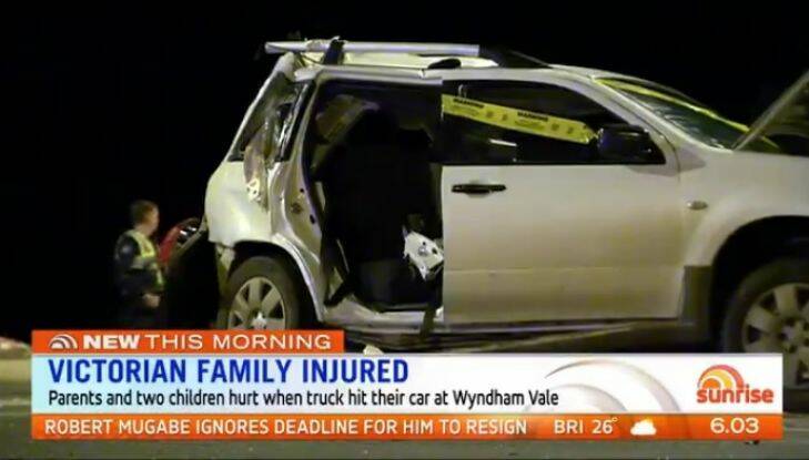 Girl fights for life after truck crashes into family car in Wyndham Vale