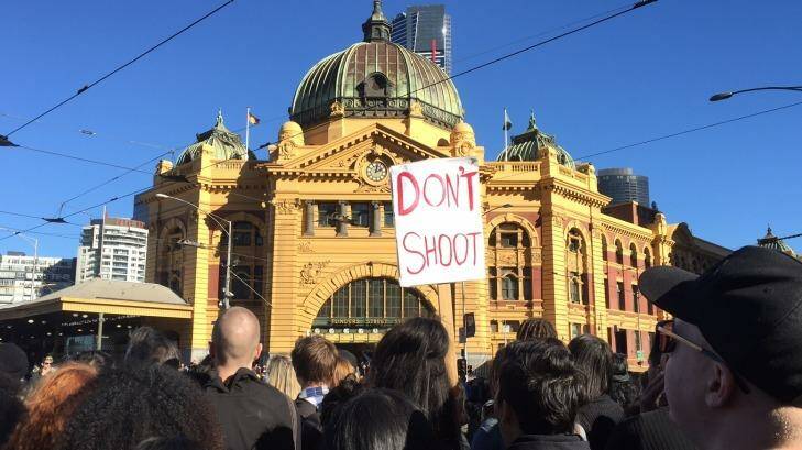 A sign at the Black Lives Matter protest in Melbourne Photo: Miki Perkins