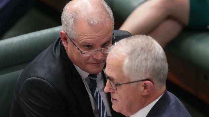 Prime Minister Malcolm Turnbull and Treasurer Scott Morrison during question time. Photo: Andrew Meares