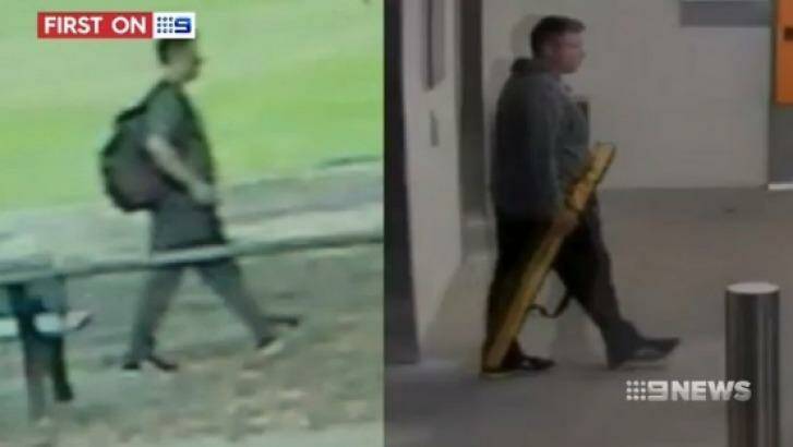 A scene from the footage which was reportedly seized by police on Tuesday afternoon (left) and (right) CCTV vision taken an hour after David Dick was killed. Photo: Channel Nine
