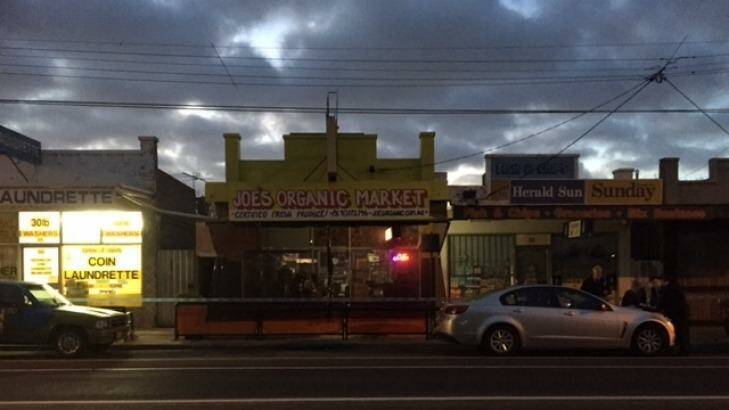 A residence behind Joe's Organic fruit and vegetable store in Northcote is the site of a shooting. Photo: Tammy Mills 