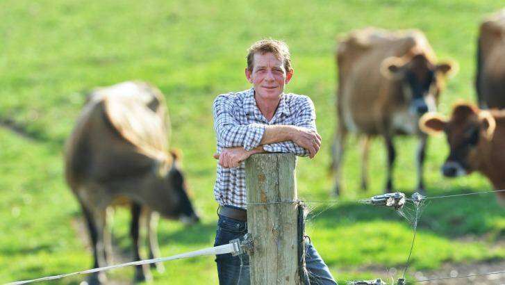 Dairy farmer Paul Mumford on his Won Wron farm. Photo: Joe Armao.