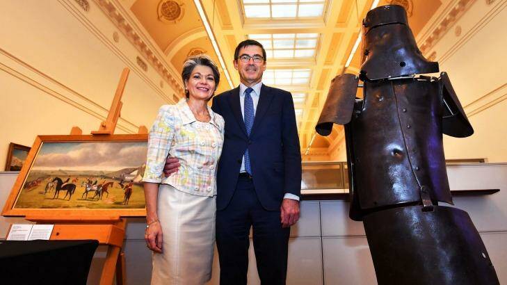 Myriam and John Wylie's $8 million endowment will fund a gallery to tell Victorian stories and display items such as Ned Kelly's armour. Photo: Joe Armao
