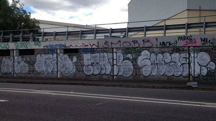 Graffiti believed to have been painted by Ether, Utah and Nokier in Melbourne in 2016.