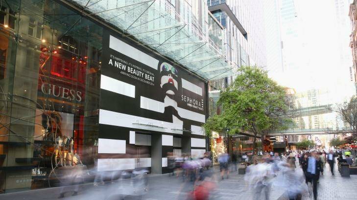 Sephora beat: A general view is seen outside the soon to be opened Sephora store on Pitt Street . Photo: Mark Kolbe