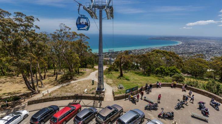 A cable car  during the opening ceremony for the new Arthurs Seat chairlift, Dromana.   Photo: Daniel Pockett
