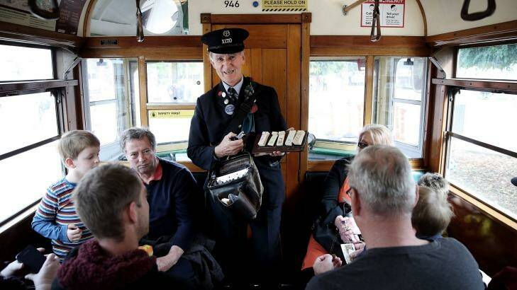 "Connie Kevin" sporting his original tram conductor uniform from the 1970s. Photo: Paul Jeffers