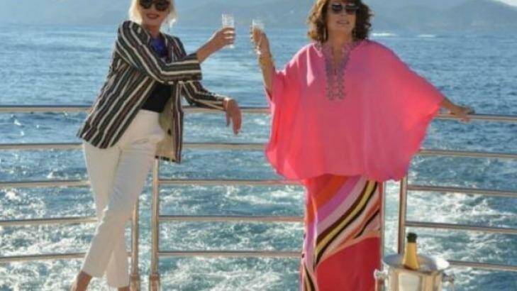 A batty old aunt: Joanna Lumley and Jennifer Saunders reunited for Absolutely Fabulous: The Movie. Photo: Supplied