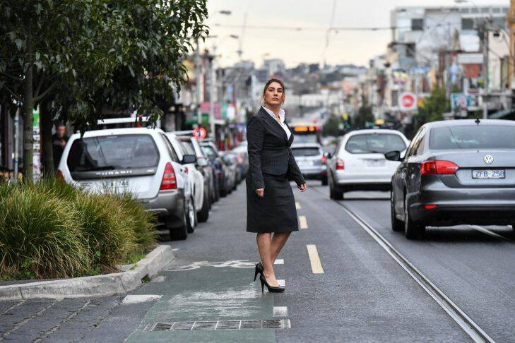 New Greens candidate Lidia Thorpe in Northcote. 11th September 2017. The Age Fairfaxmedia News Picture by JOE ARMAO