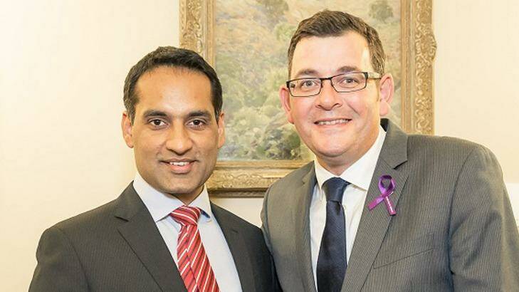 One of the men accused of branch stacking, Jasvinder Sidhu, and Premier Daniel Andrews.  Photo: VISPENN Photography