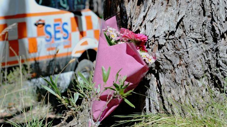 Flowers were left near the shallow grave where Karen Ristevski's body was found on Monday. Photo: Justin McManus 