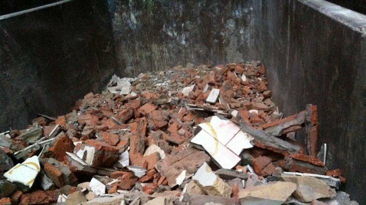 Contents of a skip photographed outside the Palace Theatre on Thursday afternoon. Photo: National Trust