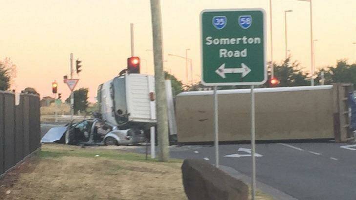 Four teens were seriously injured in the Somerton crash. Photo: @ChristineAhern via Twitter, Nine News