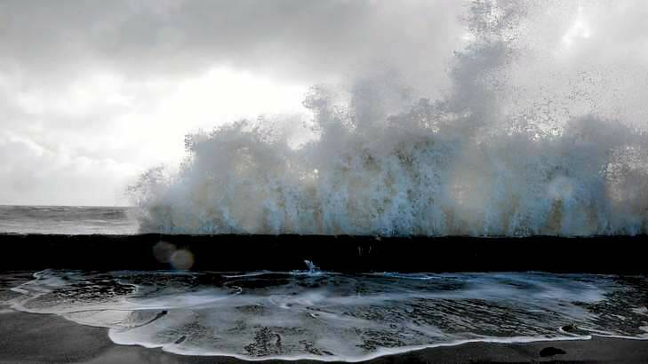 A wall of water at Mornington Pier. Photo: Penny Stephens