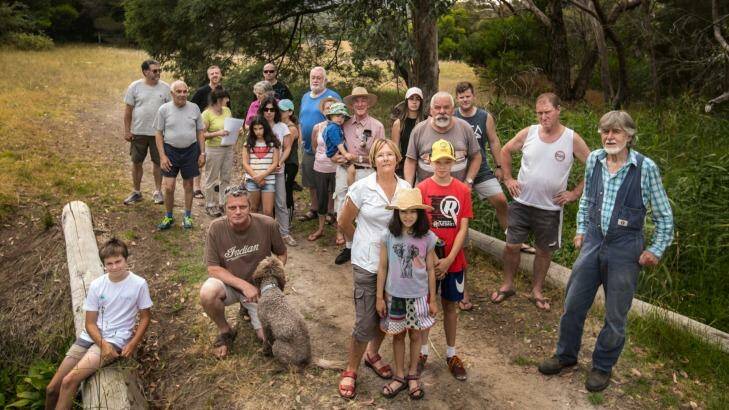 Residents in Rosebud who are angry over Melbourne Water's plan to rezone and sell public land they use as a park.  Photo: Simon Schluter