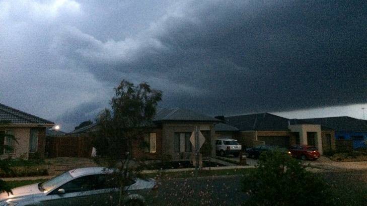The storm front rolls across Curlewis on the Bellarine Peninsula about 8pm Saturday night.  Photo: Reader Clare Jones