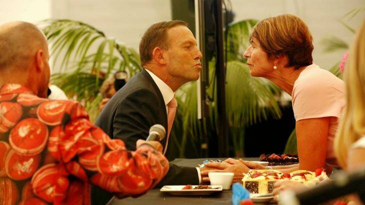 Margie Abbott, pictured with Mr Abbott, made one of the cake entries. Photo: James Brickwood