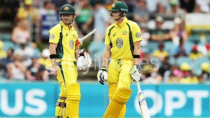 Leaders: David Warner (left) sits on the leadership group that captain Steve Smith consults with. Photo: Matt King - CA
