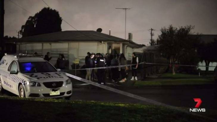 Police at the scene of a fatal Norlane stabbing. Photo: Seven News