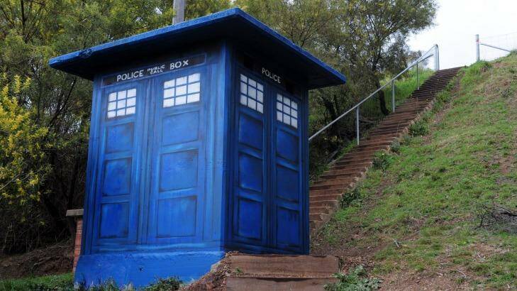 A mystery Dr Who TARDIS appears near the Red Hill Lookout. Photo: Graham Tidy