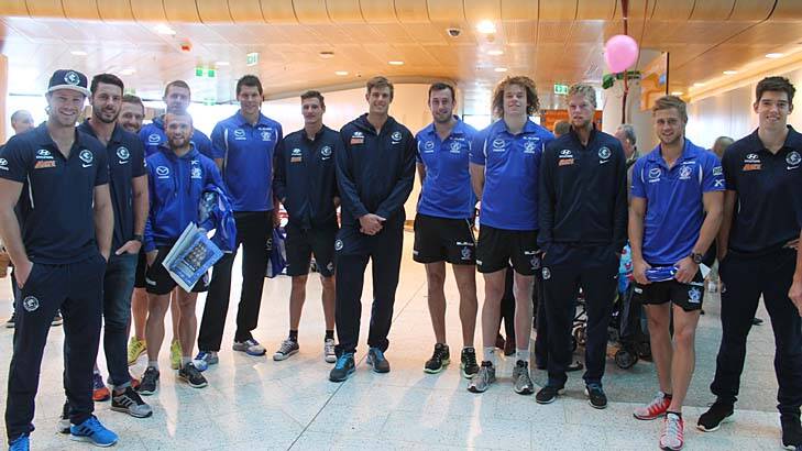 Carlton and North Melbourne players at the Royal Children's Hospital for the Good Friday Appeal. Photo: Supplied